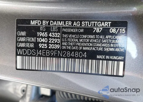 2015 Mercedes-Benz Cla 250 z USA, uszkodzony, nr VIN WDDSJ4EB9FN284804